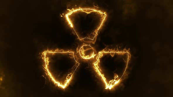 Flaming Radioactive Symbol Motion Background