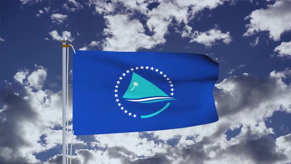 Pacific Community Flag Waving 4k