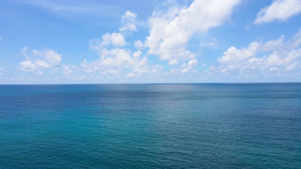 Seascape aerial view sea horizon as far as the eye can see One part sky, one part sea.