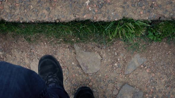 Pov Climbing Rock Steps Outdoors