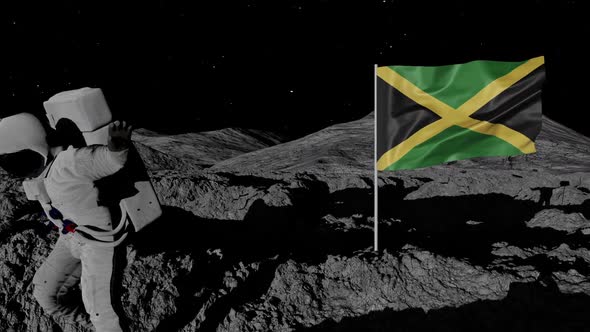 Astronaut Planting Jamaica Flag on the Moon alt