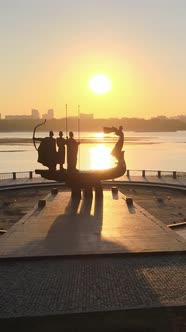 Monument To the Founders of the City in the Morning at Dawn