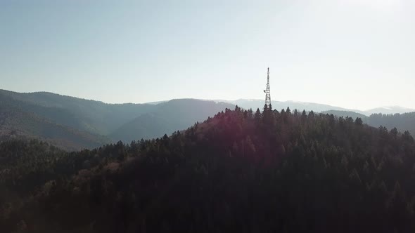 Mobile communication tower in the mountains.