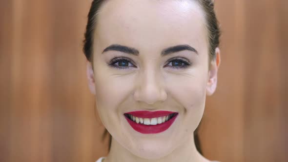 Smiling Girl Face Red Lips