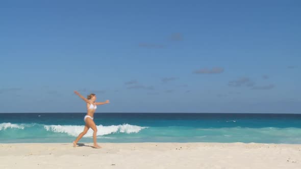 Enjoying Day on the Beach Slow Motion