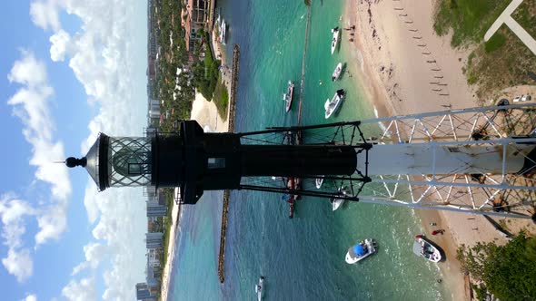 Vertical Aerial Flyover Hillsboro Lighthouse Florida Usa