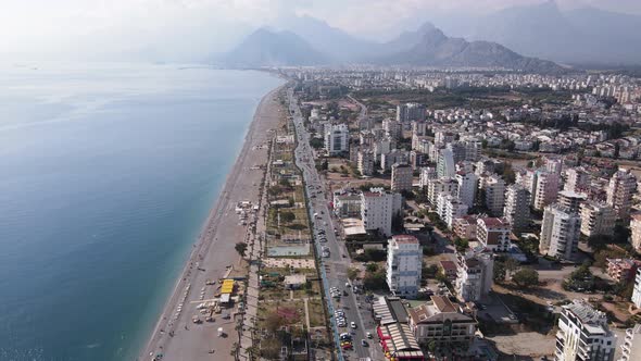 Aerial View Antalya Turkey  Resort Town Seashore