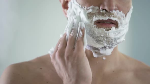 Middle-Aged Male Disappointed and Angry Because of Quality of New Shaving Foam