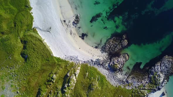 Lofoten Islands and Beach Aerial View in Norway