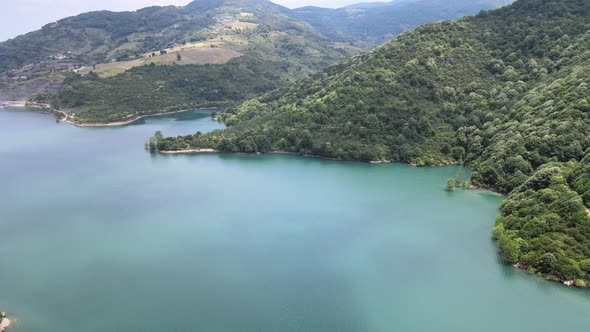 aerial lake forest landscape