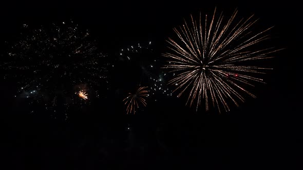 Real Fireworks on Deep Black Background Sky on Fireworks Festival Show Before Independence Day on 4