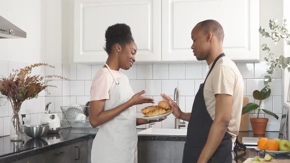 Beautiful Young Couple Have Quarrel in Kitchen
