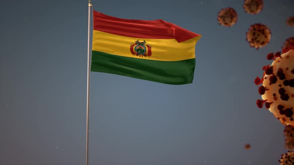 Bolivia  Flag With Corona Virus Attack 4K alt