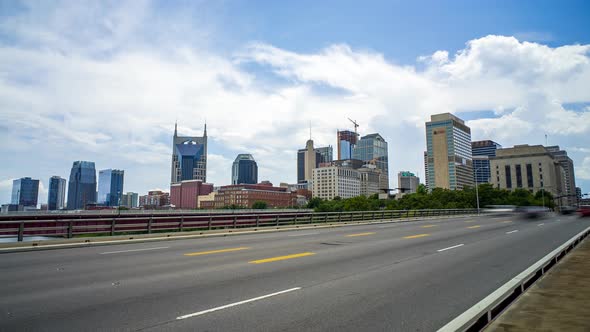 Nashville Time Lapse Skyline Bridge Tennessee USA City Buildings Timelapse Traffic