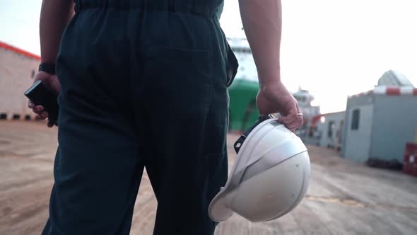 Marine Deck Officer or Chief Mate on Deck of Offshore Vessel or Ship