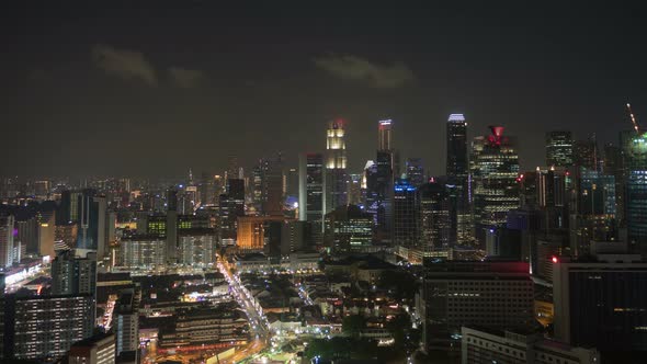 Singapore Business District At Night 