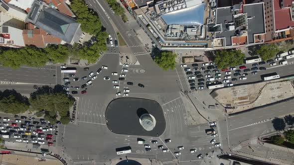 Top View of an Intersection with Lots of Cars in Valencia Spain