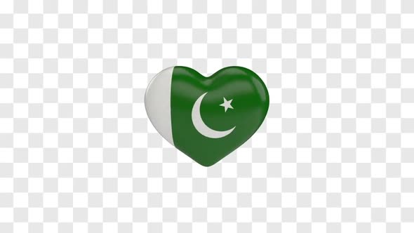 Pakistan Flag on a Rotating 3D Heart