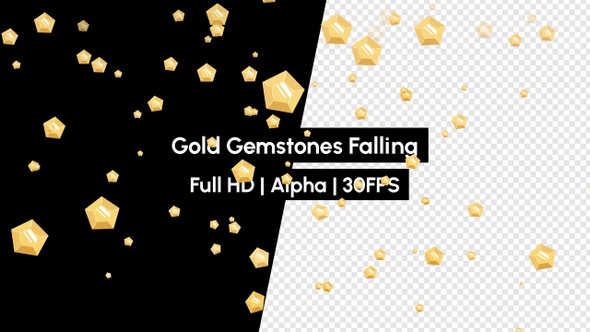 Gold Crystals Precious Gemstones Falling with Alpha