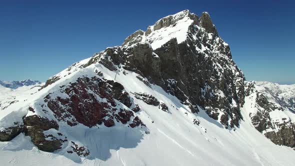 Aerial View of Alpine Winter Season Mountains Scenery