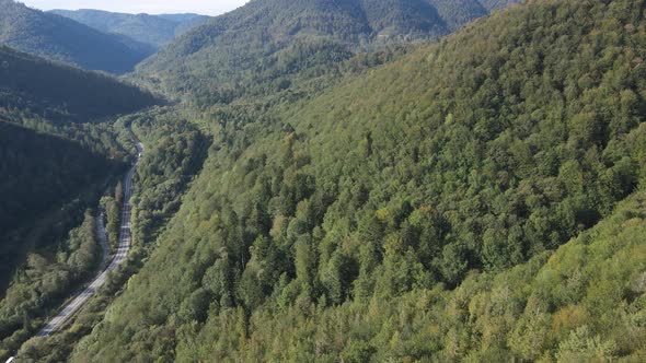 Aerial View of the Carpathian Mountains in Autumn. Ukraine