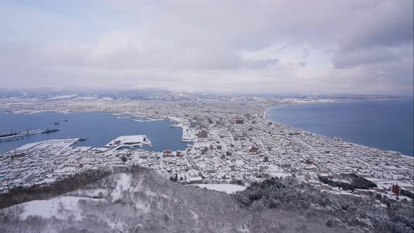 Beautiful landscape top of view at Hakodate city in Hokkaido Japan