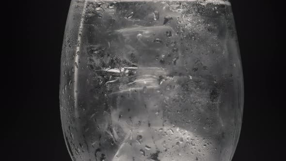 Ice Cubes Cold Water Glass Closeup