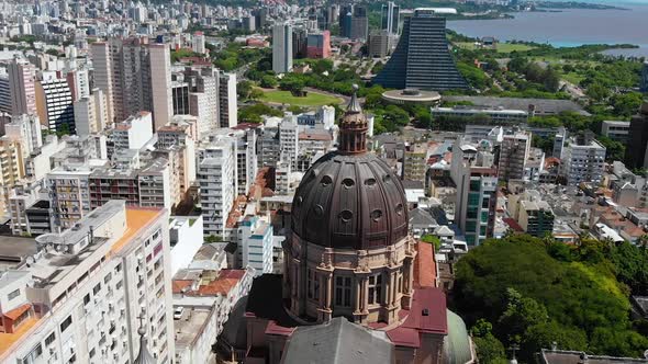 Cathedral, Piratini Palace, Matriz Square (Porto Alegre, Brazil) aerial view