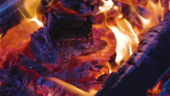 Close Up Picture of Wood Burning in a Camp Fire