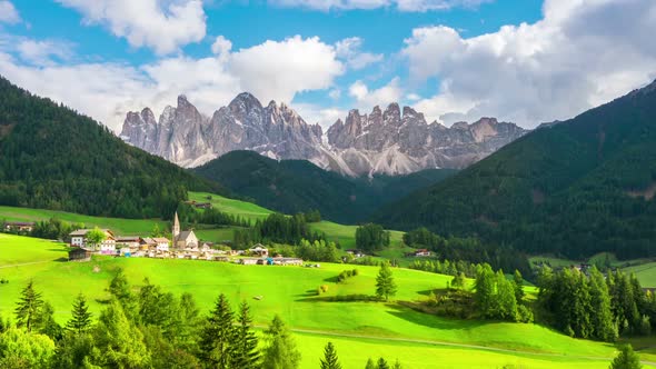 Time Lapse St Maddalena, Dolomites Italy Landscape