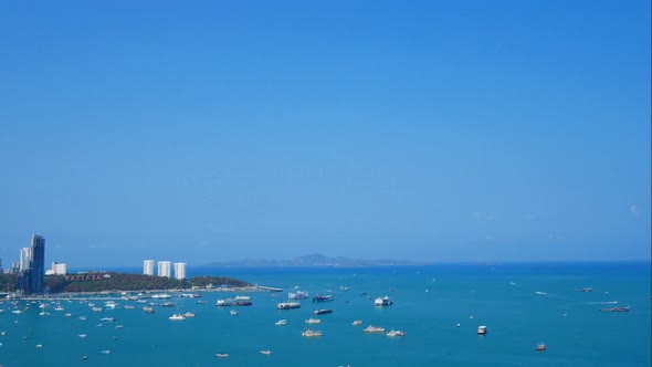 Time lapse of beautiful Pattaya city around sea ocean bay in Thailand