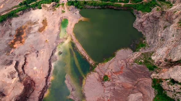 4K Aerial view of Grand Canyon, rock fissures eroded by water.