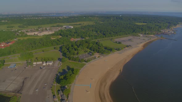 Aerial Shot of Bar Beach in North Hempstead Park in Port Washington Long Island