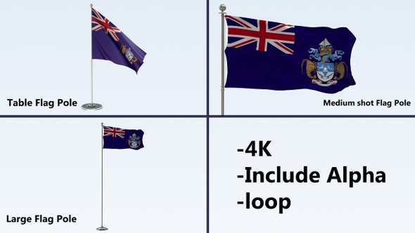 Tristan Da Cunha Flag Pole Pack 4k-Loop