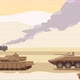 Burning Car And Tanks In Desert 4K - VideoHive Item for Sale