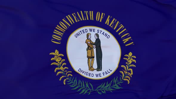 Flag of Kentucky State Region of the United States Waving at Wind