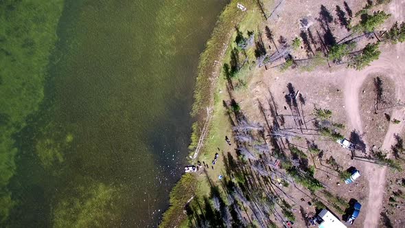 Aerial view along Lyman Lake edge in Utah