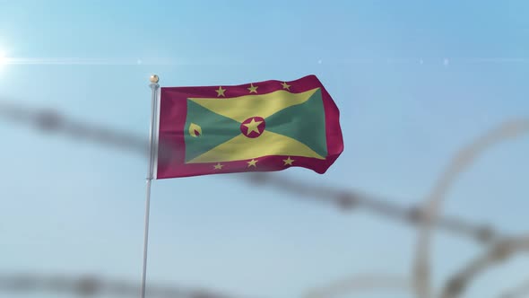 Grenada  Flag Behind Border