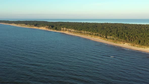 Curonian Spit Wth Baltic Sea Coastline on Sunset