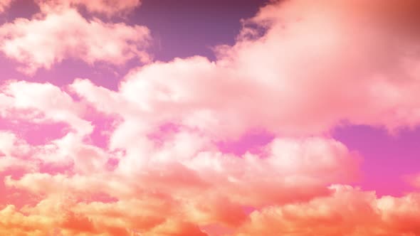 Time Lapse of a Beautiful Vivid Coral Purple Orange Sky at Sunset with Clouds