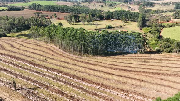 Countryside scenic aerial landscape. Rural life scenery.