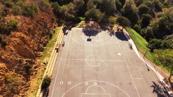 Aerial view of school playground