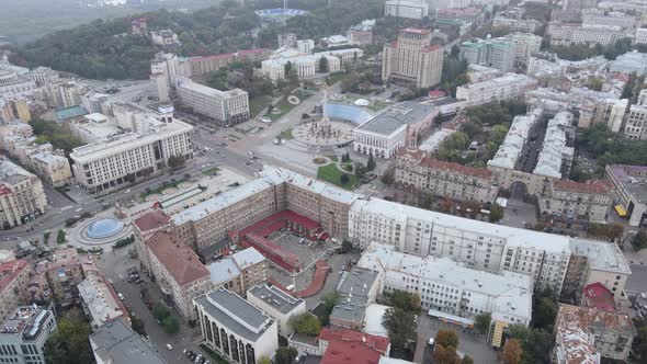 Cityscape of Kyiv, Ukraine. Aerial View, Slow Motion