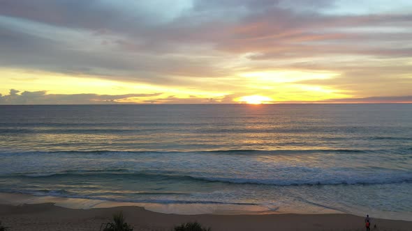 Aerial View Beautiful Sunset Above Karon Beach