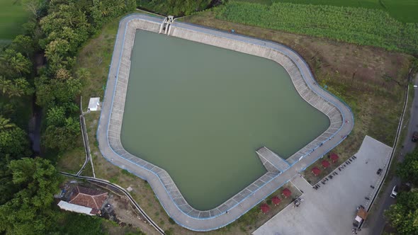 A reservoir with a puppet-like shape in the Bantul area, Yogyakarta