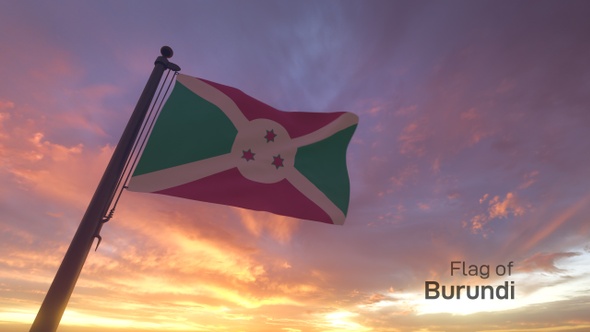 Burundi Flag on a Flagpole V3