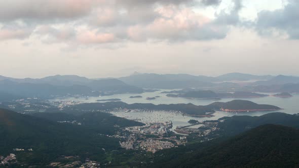 Timelapse Hong Kong City Silhouette Surrounded By Hills