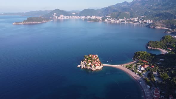 Island with Red Roof Buildings  the Main Tourist Attraction of the Region