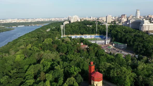Aerial Video of the City of Kiev Centre at Sunny Day