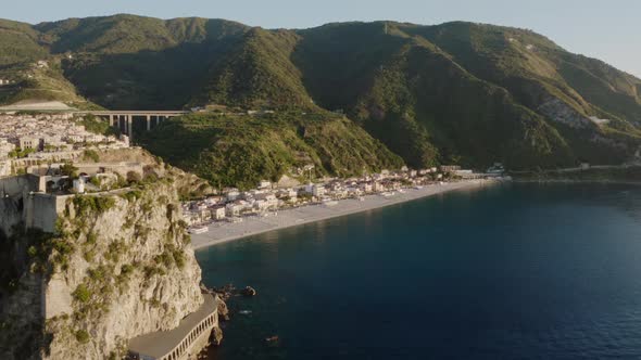 Aerial view of beach of Scilla. Calabria Italy
